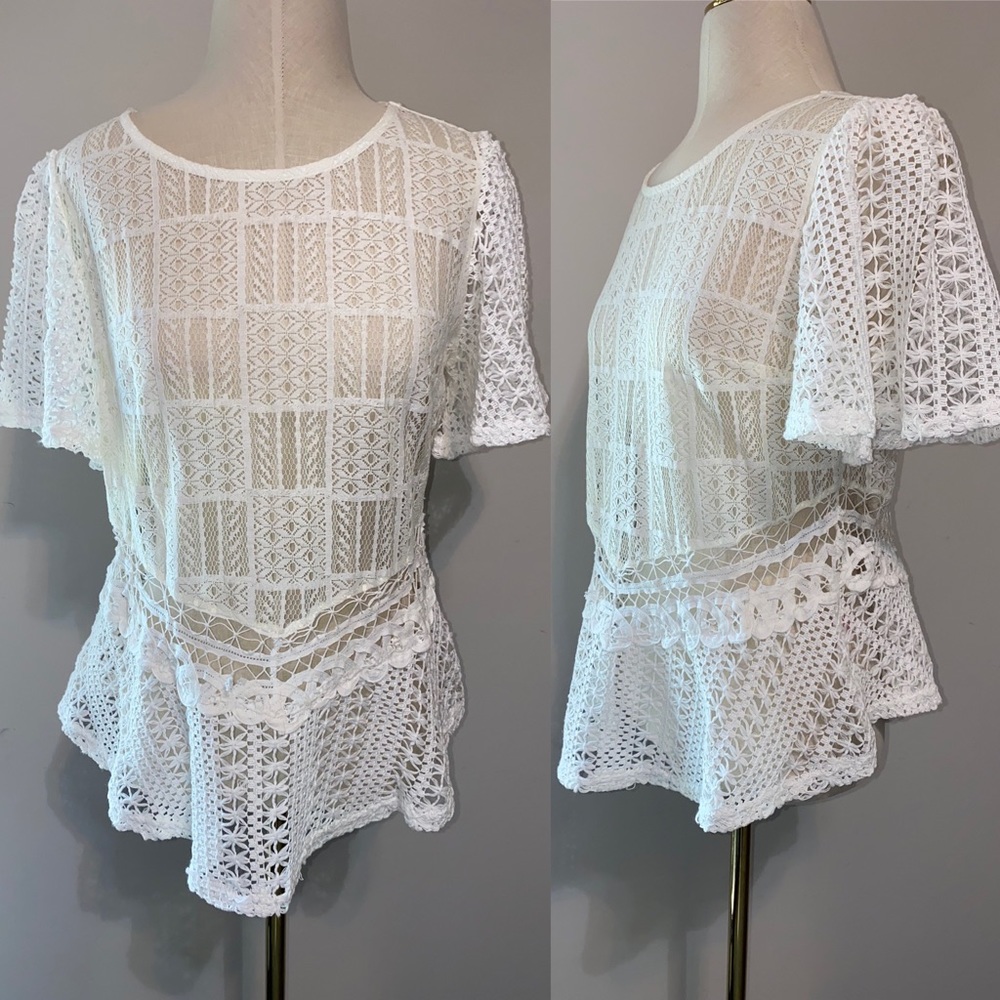 PINKY White Lace Blouse L